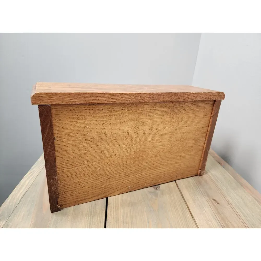 Bread Box Solid Oak Roll Top Rustic Farmhouse Amish Handcrafted